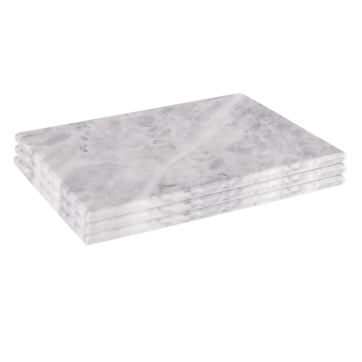 3x Rectangle Marble Serving Platters Rustic Dining Table Setting 30 x 20cm Grey - Image 1