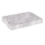 3x Rectangle Marble Serving Platters Rustic Dining Table Setting 30 x 20cm Grey
