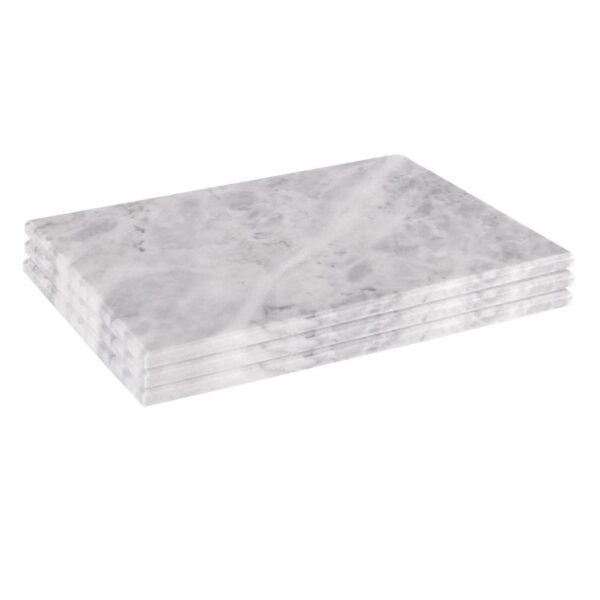 3x Rectangle Marble Serving Platters Rustic Dining Table Setting 30 x 20cm Grey