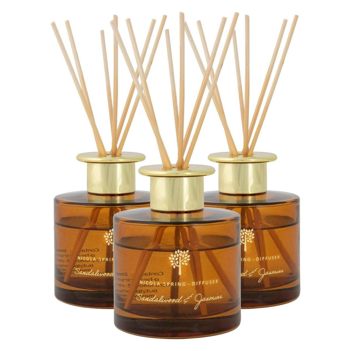 3x Reed Diffusers Luxury Home Bathroom Fragrance 200ml Sandalwood and Jasmine - Image 1