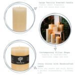 3x Round Vanilla Pillar Candles Large Scented Single Wick 140 Hours Cream - Image 2