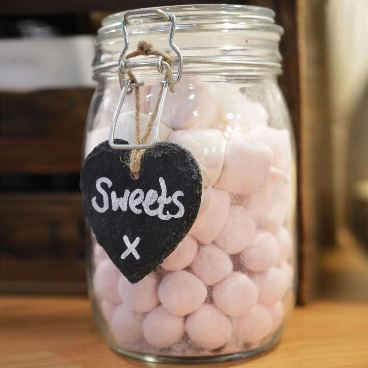 3x Slate Heart Hanging Tags Rustic Kitchen Preserving Jar Decoration Labels - Image 4