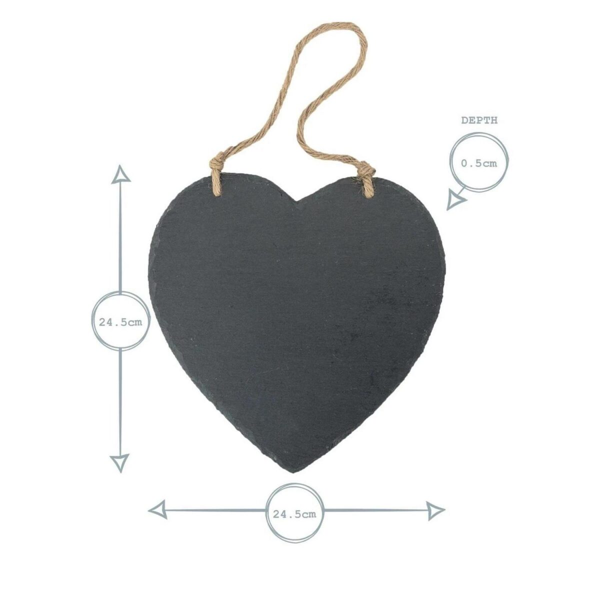 3x Slate Heart Hanging Notice Boards Rustic Restaurant Kitchen Memo Chalkboard - Image 3