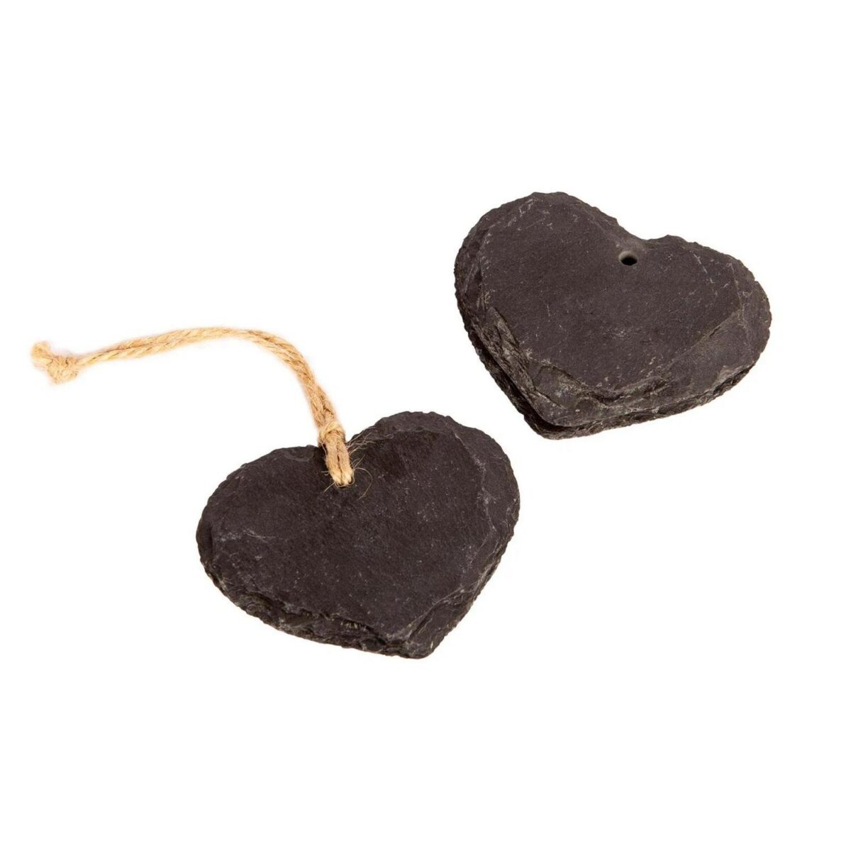 3x Slate Heart Hanging Tags Rustic Kitchen Preserving Jar Decoration Labels - Image 1