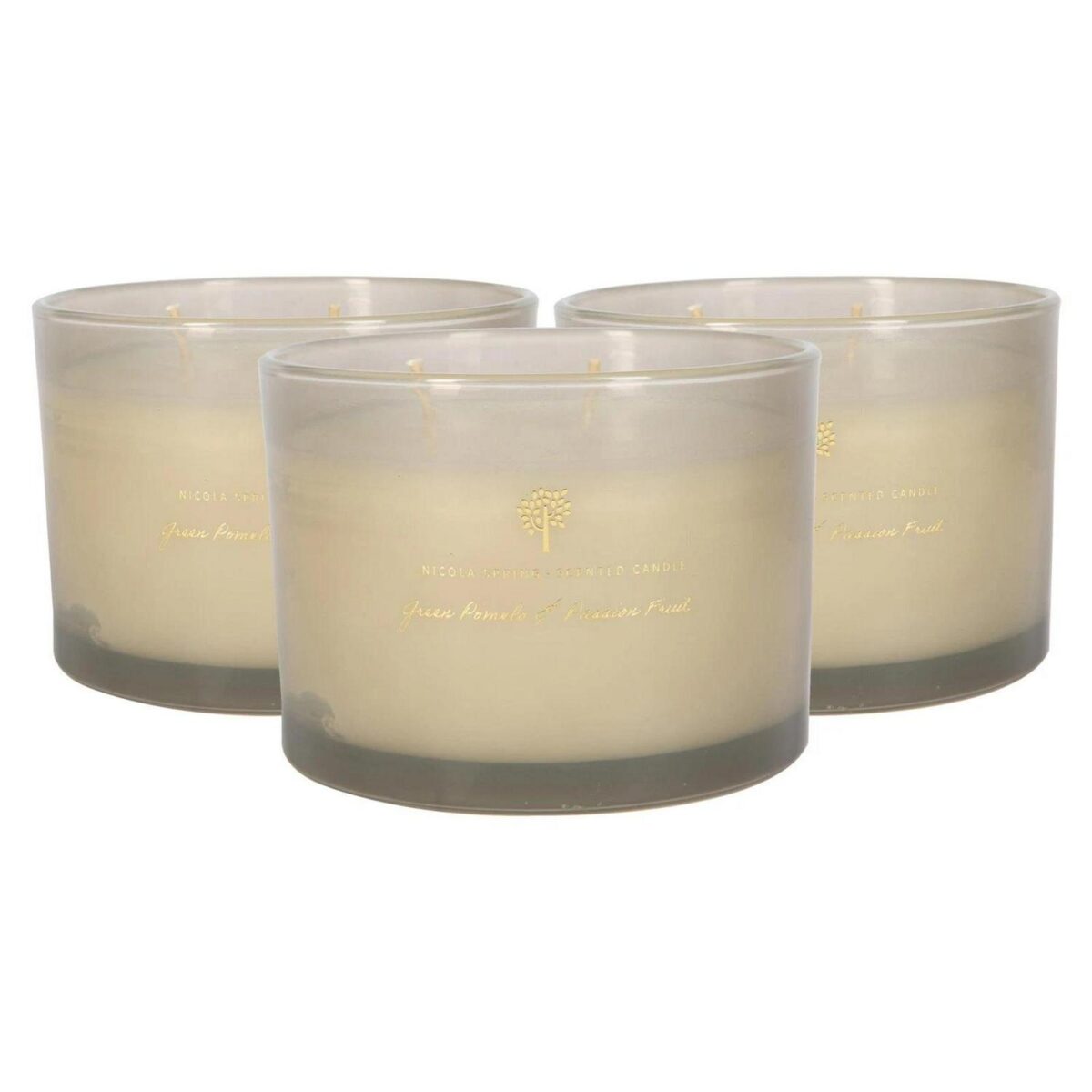 3x Soy Wax Scented Candles Gift 38hr Burn 350g Green Pomelo and Passion Fruit - Image 1