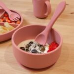 3x Tiny Dining Dusty Rose Silicone Baby Suction Bowls Stay Put Toddler Feeding - Image 6