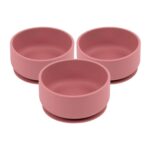 3x Tiny Dining Dusty Rose Silicone Baby Suction Bowls Stay Put Toddler Feeding