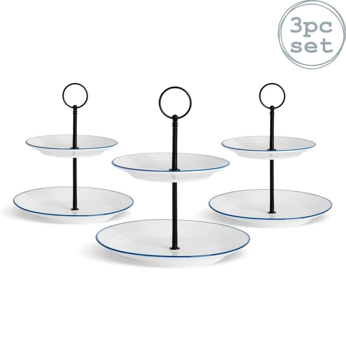 3x White Farmhouse Cake Stands Rustic Country Cottage Afternoon Tea 21cm - Image 1