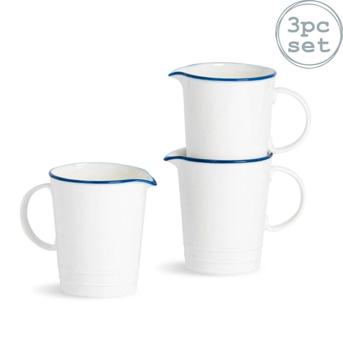 3x White Farmhouse Milk Jugs Rustic Country Cottage Creamer Pitchers 300ml - Image 1