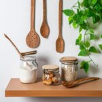3x Wooden Clip Lid Storage Jars Modern Food Kitchen Container 500ml Black Seal - Image 4