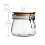 3x Wooden Clip Lid Storage Jars Modern Food Kitchen Container 500ml Black Seal - Image 3