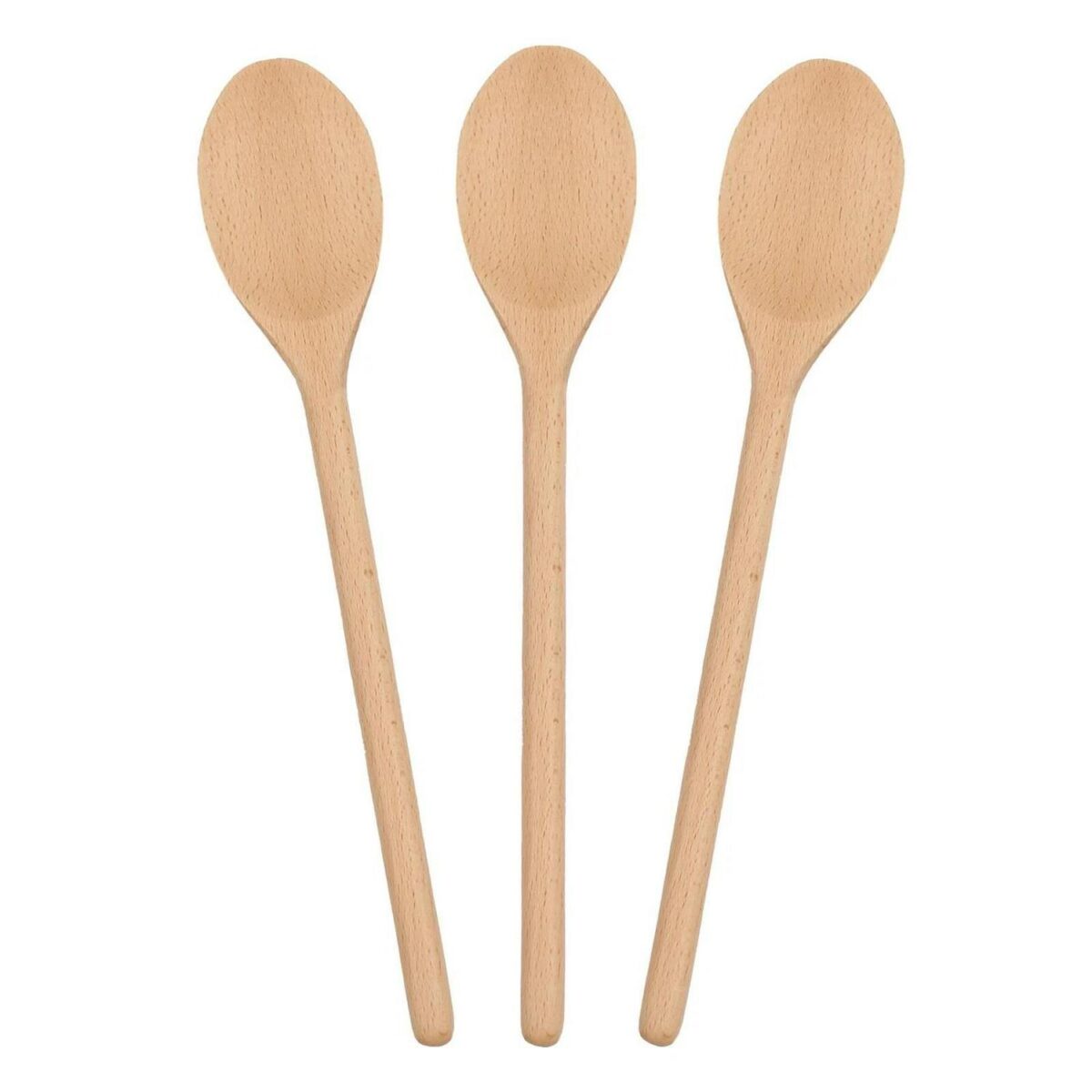 3x Wooden Cooking Spoons 30cm Non Stick Long Handle Kitchen Cookware Utensil - Image 1