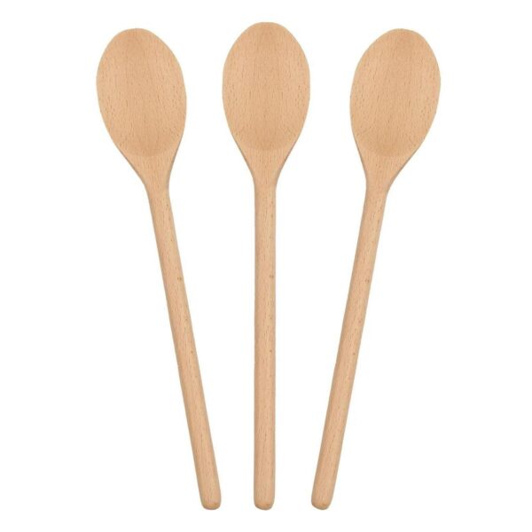 3x Wooden Cooking Spoons 30cm Non Stick Long Handle Kitchen Cookware Utensil