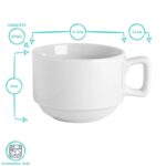 48 Piece Classic White Stacking Teacup and Saucer Set Tea Coffee Mugs 200ml - Image 3