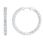 4.00ctw Round Brilliant Cut Diamond Inside Outside Hoop Earrings, 14ct White Gold - Image 3