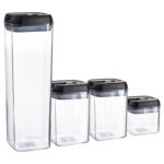 4 Piece Flip Lock Plastic Food Storage Containers Set Kitchen Food Canister