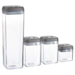 4 Piece Flip Lock Plastic Food Storage Containers Set Kitchen Food Canister