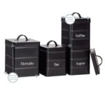 4 Piece Vintage Metal Kitchen Canisters Set Tea Coffee Sugar Storage Caddy Jars - Image 3