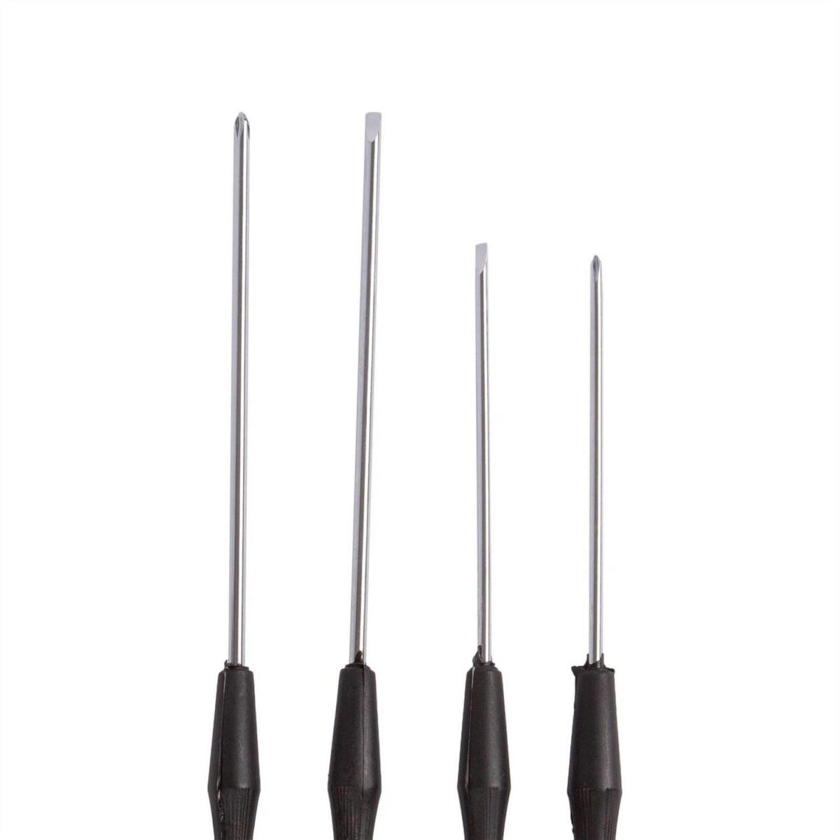 4pc Black Carbon Steel Precision Screwdriver Set Slotted Crosspoint Multi Kit - Image 2