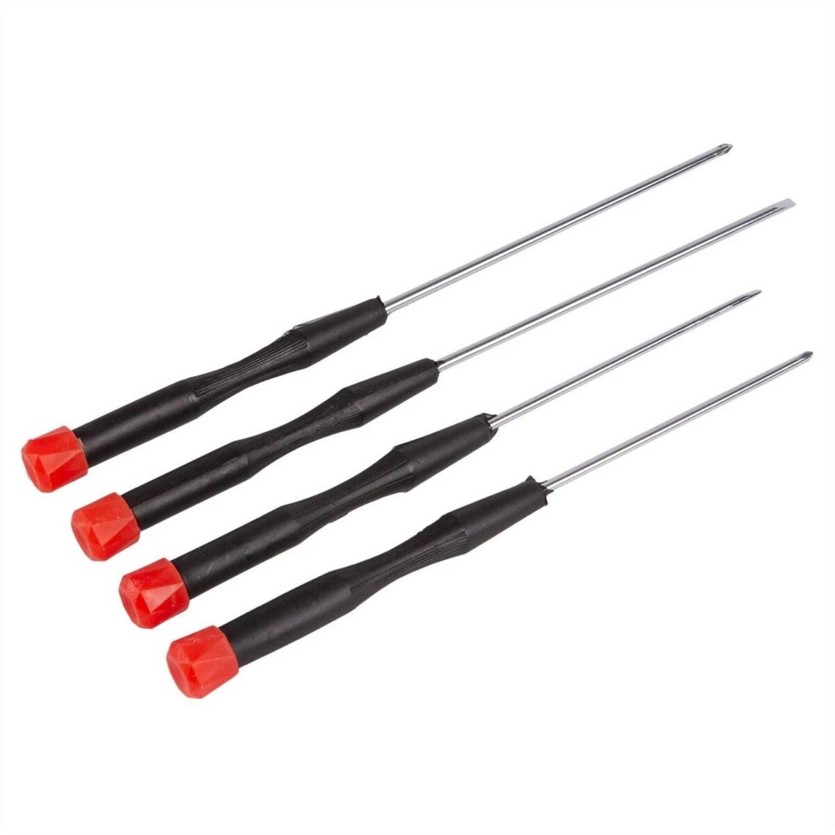 4pc Black Carbon Steel Precision Screwdriver Set Slotted Crosspoint Multi Kit - Image 1
