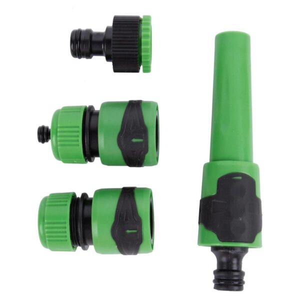 4pc Green 1/2  - 5/8  Hose Connector Set Garden Water Pipe Adaptor Fitting