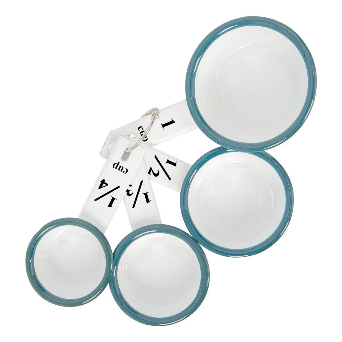 4pc Green White Enamel Measuring Cups Set Kitchen Baking Flour Cooking Spoons - Image 4