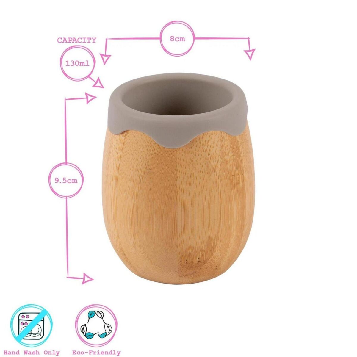 4pc Tiny Dining Beige Divided Bamboo Baby Feeding Set Kids Plate Bowl Spoon Cup - Image 4