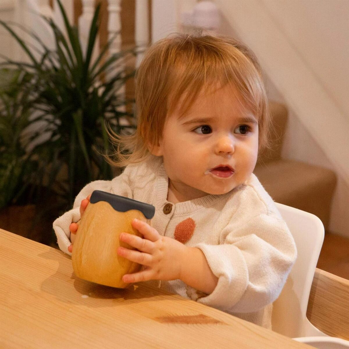 4pc Tiny Dining Black Elephant Bamboo Baby Feeding Set Kids Plate Bowl Spoon Cup - Image 7
