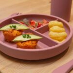 4pc Tiny Dining Dusty Rose Silicone Baby Feeding Set Suction Plate Sippy Cup - Image 7