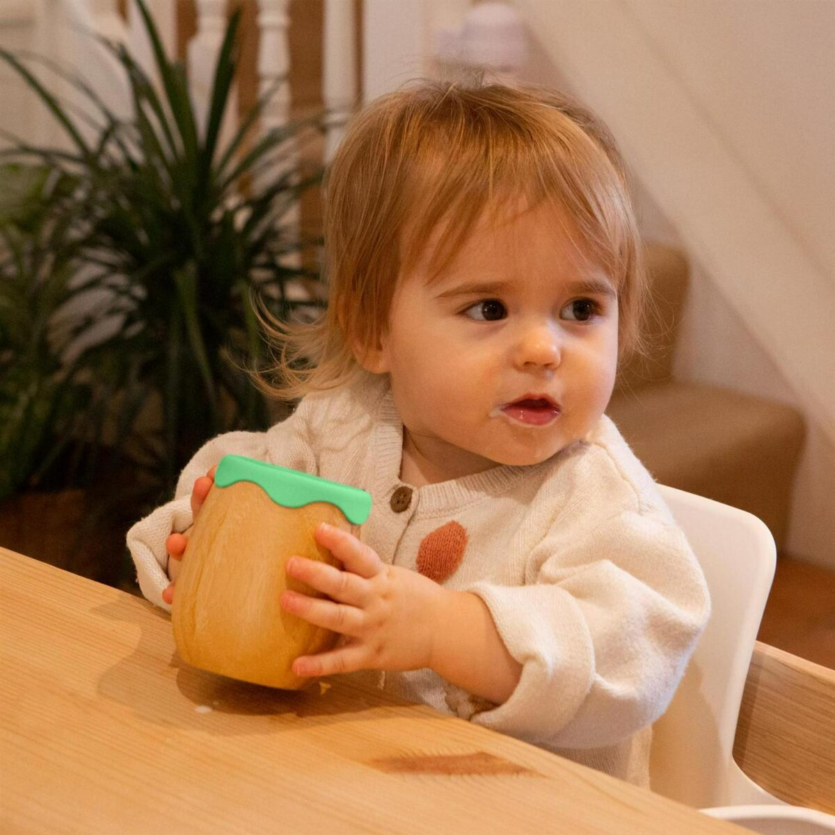 4pc Tiny Dining Green Square Bamboo Baby Feeding Set Kids Plate Bowl Spoon Cup - Image 7