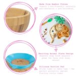 4pc Tiny Dining Orange Unicorn Bamboo Baby Feeding Set Kids Plate Bowl Spoon Cup - Image 2