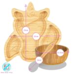 4pc Tiny Dining Orange Unicorn Bamboo Baby Feeding Set Kids Plate Bowl Spoon Cup - Image 3