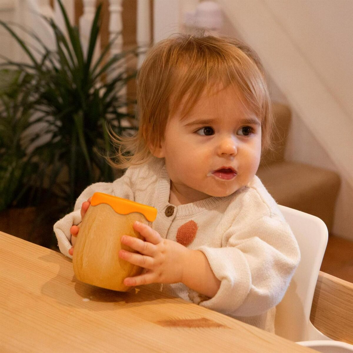 4pc Tiny Dining Orange Unicorn Bamboo Baby Feeding Set Kids Plate Bowl Spoon Cup - Image 7