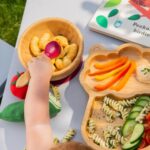 4pc Tiny Dining Orange Llama Bamboo Baby Feeding Set Kids Plate Bowl Spoon Cup - Image 6