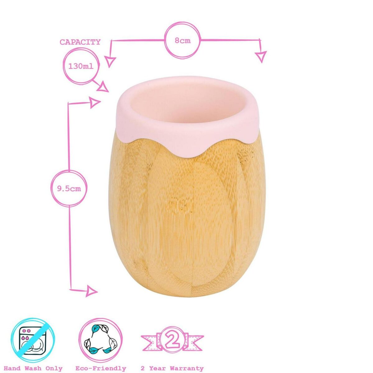 4pc Tiny Dining Pastel Pink Llama Bamboo Baby Feeding Set Plate Bowl Spoon Cup - Image 4