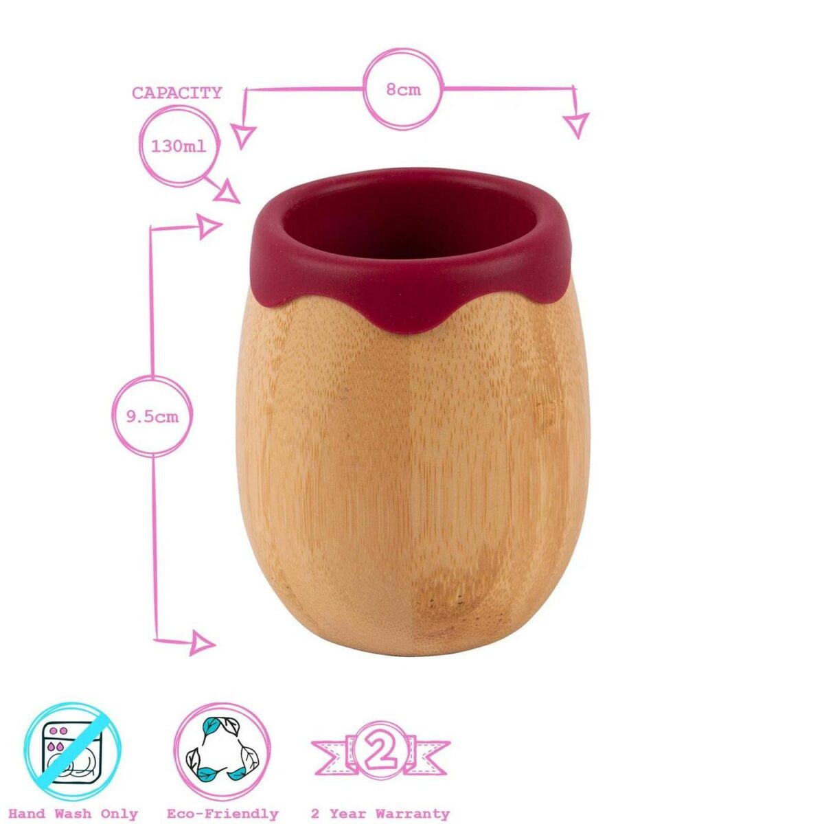 4pc Tiny Dining Red Llama Bamboo Baby Feeding Set Kids Plate Bowl Spoon Cup - Image 4