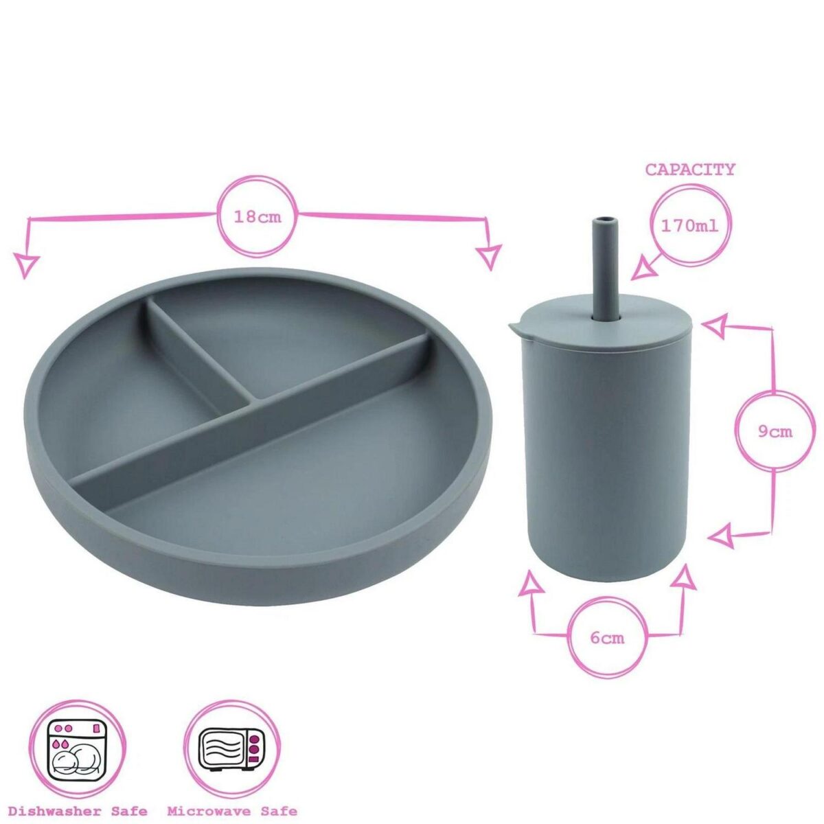 4pc Tiny Dining Tradewinds Silicone Baby Feeding Set Suction Plate Sippy Cup - Image 3