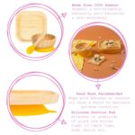 4pc Tiny Dining Yellow Square Bamboo Baby Feeding Set Kids Plate Bowl Spoon Cup - Image 2