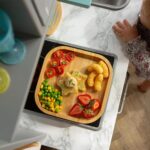 4pc Tiny Dining Yellow Square Bamboo Baby Feeding Set Kids Plate Bowl Spoon Cup - Image 5