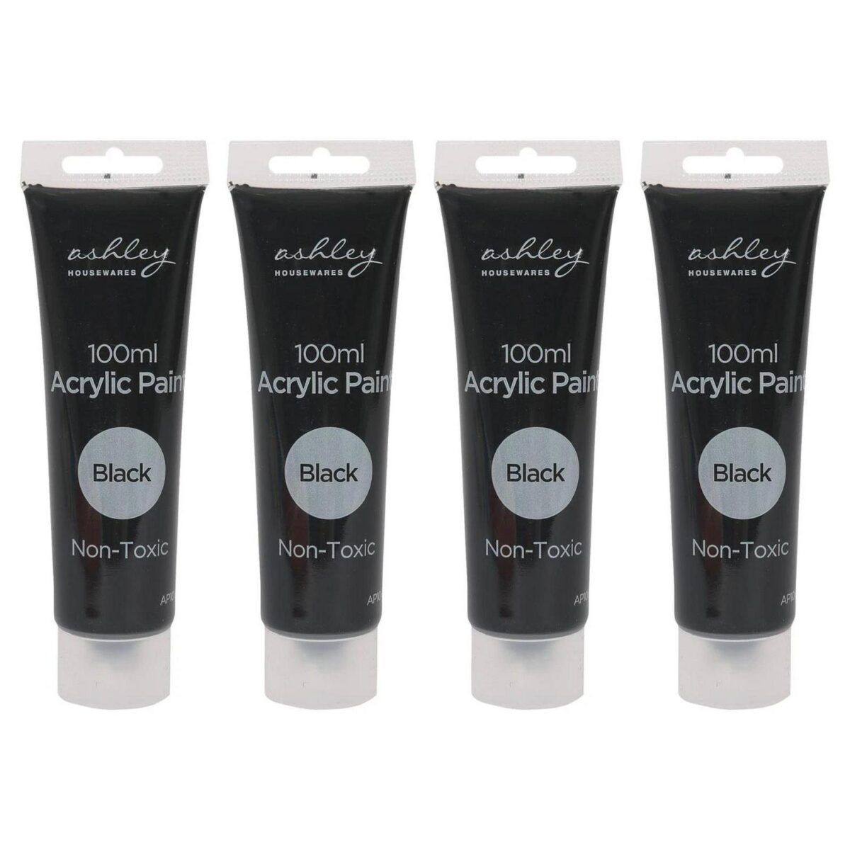 4x Acrylic Paints 100ml Black Premium Artists Canvas Wood Ceramic Tube Paints - Image 1