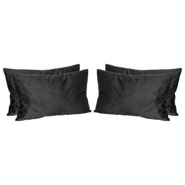 4x Black 60cm x 40cm Rectangle Velvet Cushions Large Scatter Cushions with Cover