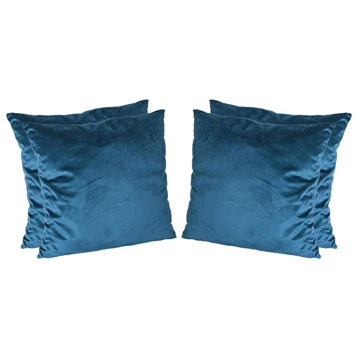 4x Blue 55cm x 55cm Square Velvet Cushions Large Scatter Cushions with Cover - Image 1