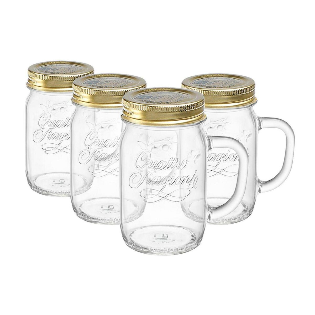 4x Bormioli Rocco Quattro Stagioni Glass Preserving Mason Jars Storage 475ml - Image 1