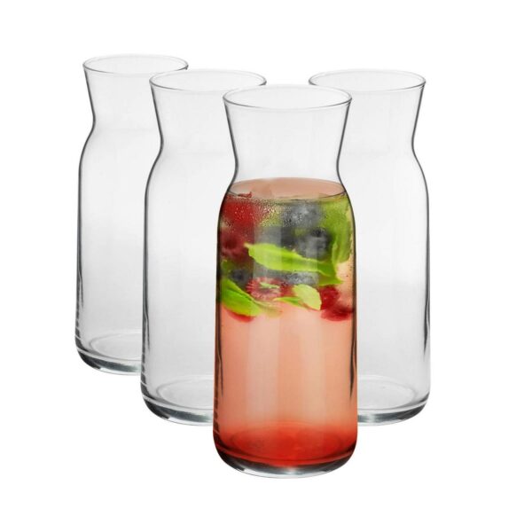 4x Brocca Glass Carafes Decanter Jugs for Water Wine Iced Tea 700ml Clear