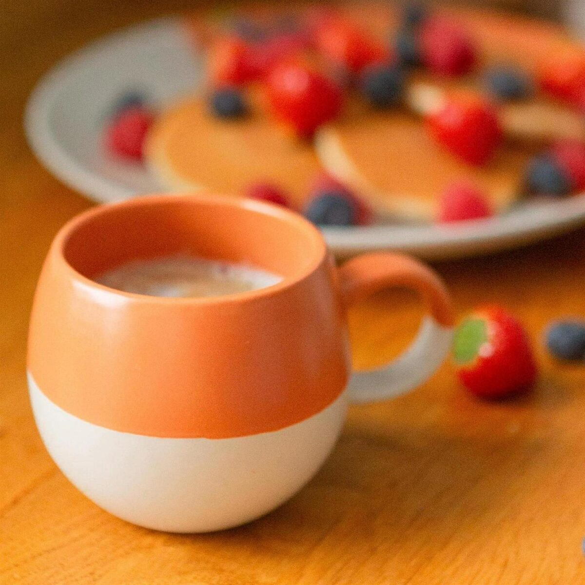 4x Burnt Orange 340ml Dipped Stoneware Sphere Mugs Ceramic Coffee Tea Cups Set - Image 5