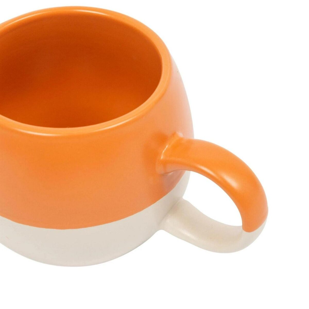 4x Burnt Orange 340ml Dipped Stoneware Sphere Mugs Ceramic Coffee Tea Cups Set - Image 4