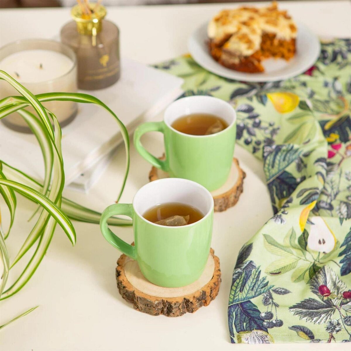 4x Coloured Coffee Mugs Ceramic Stoneware Tea Latte Cappuccino Cups 350ml Green - Image 5