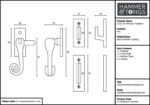 4x Curly Tail Window Fastener - Right Handed Cast Iron W46mm x H108mm Black - Image 5