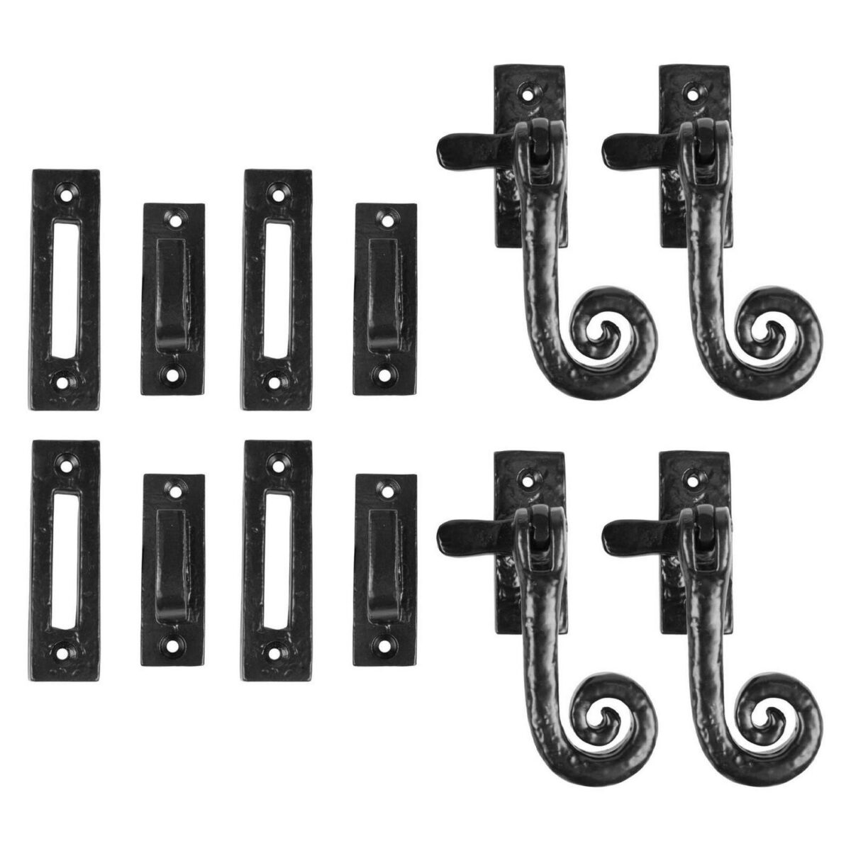 4x Curly Tail Window Fastener - Right Handed Cast Iron W46mm x H108mm Black - Image 1