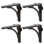 4x Curved Iron Shelf Bracket Cast Antique Vintage Wall Brackets D100mm Black